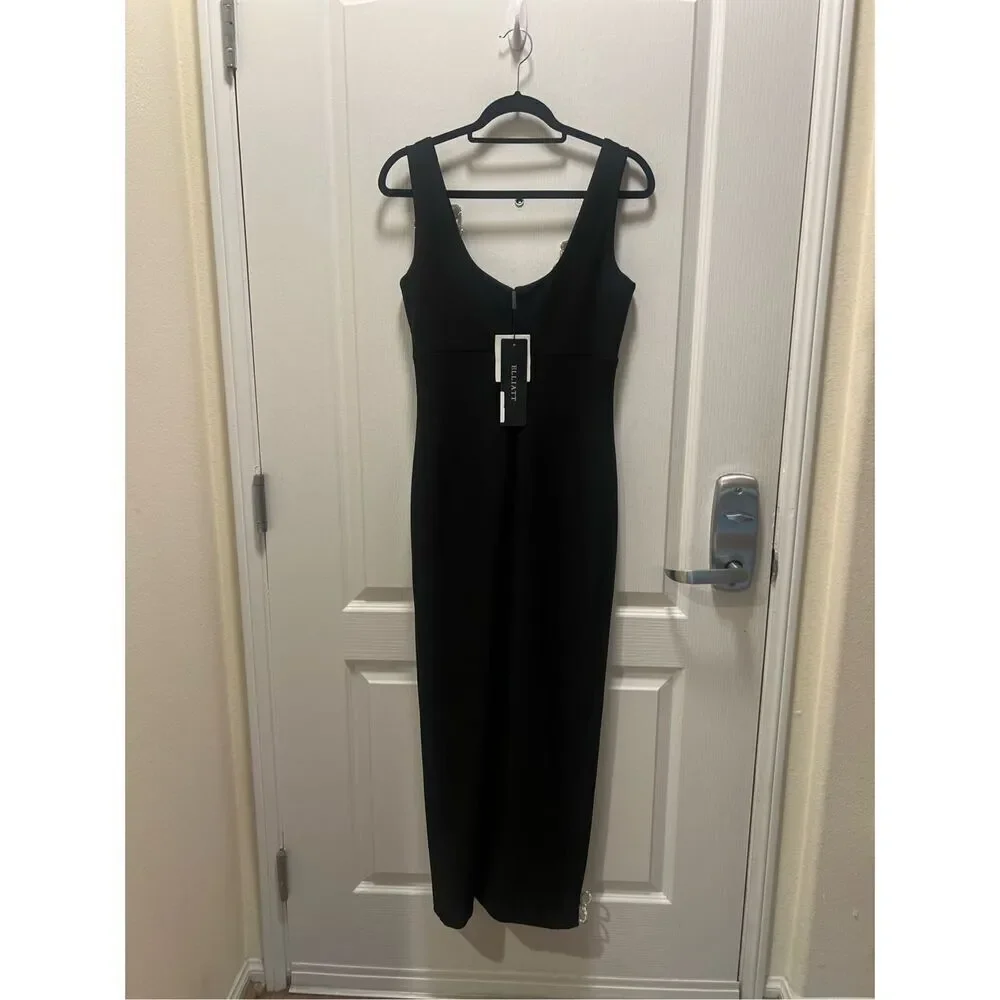 Elliatt Delia Diamante Fitted Bodycon Midi Dress cocktail parties events XXS NWT - Picture 5 of 5